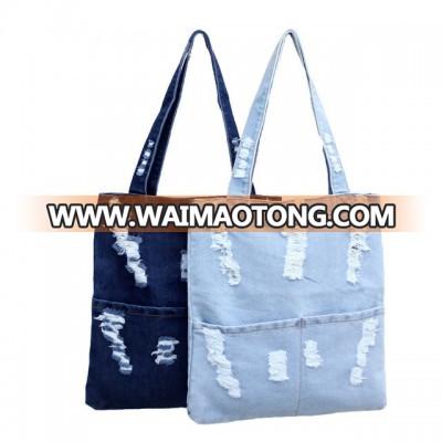 Women Canvas Bag Denim Tote Ladies Large Capacity Brief Handbags Organizer Shoulder Bag