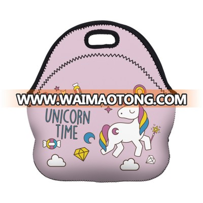 Neoprene Lunch Bag 3D Printed Unicorn Time Portable for Women Picnic Snack